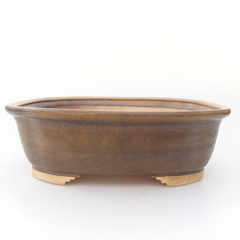 Ceramic bonsai bowl 25 x 21 x 7.5 cm, brown