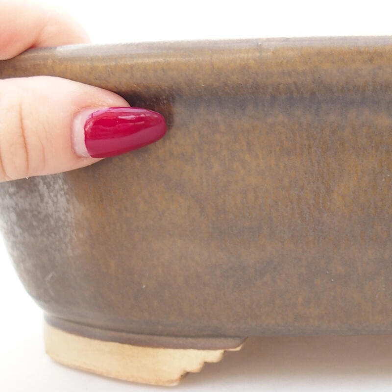 Ceramic bonsai bowl 25 x 21 x 7.5 cm, brown