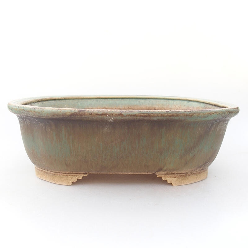 Ceramic bonsai bowl 25 x 21 x 7.5 cm, green