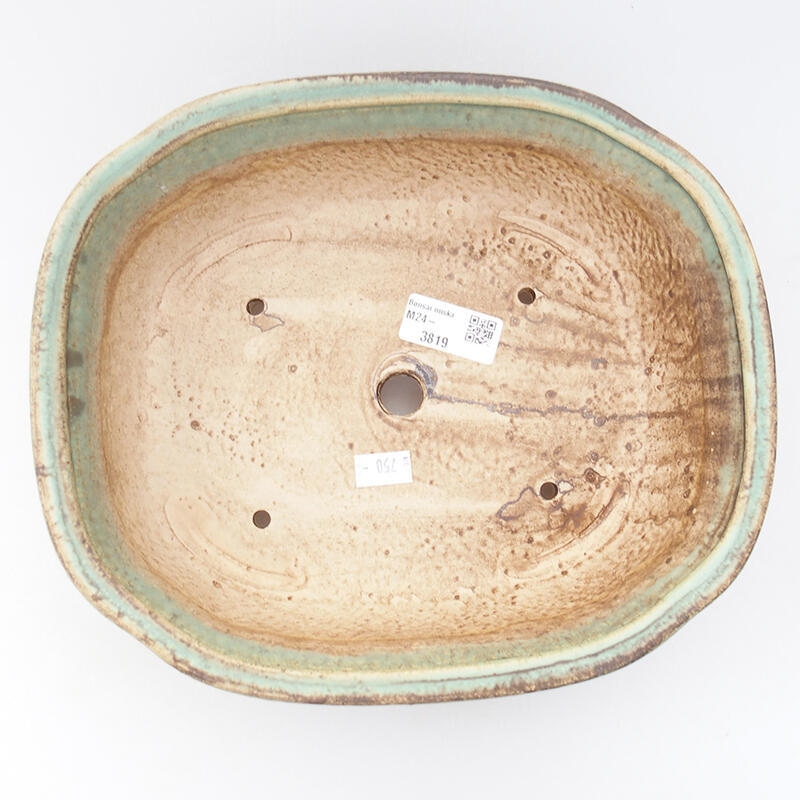 Ceramic bonsai bowl 25 x 21 x 7.5 cm, green