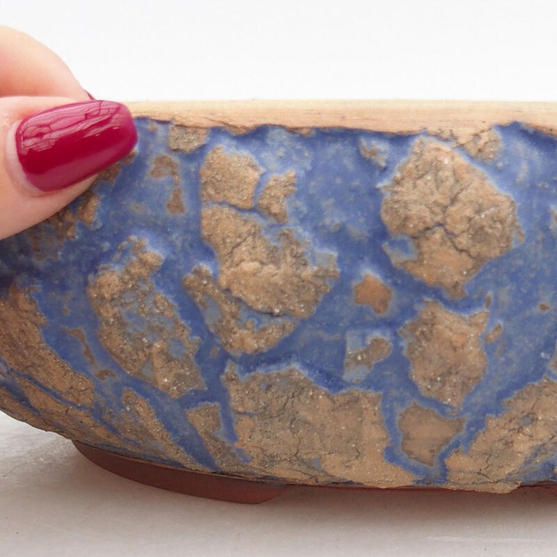 Ceramic bonsai bowl 25 x 25 x 7 cm, blue-cracked color