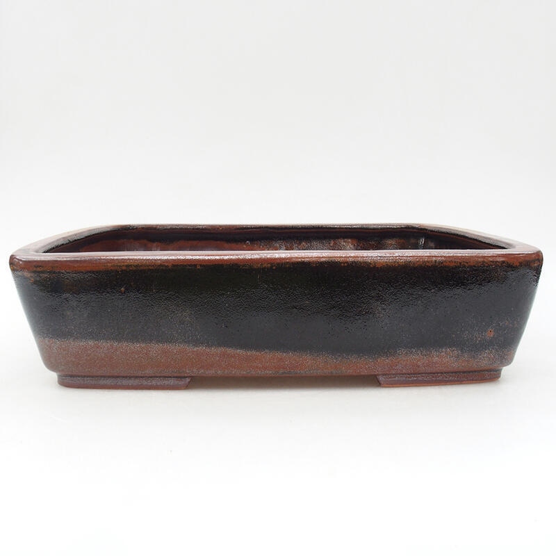 Ceramic bonsai bowl 26.5 x 21 x 7 cm, color black-brown