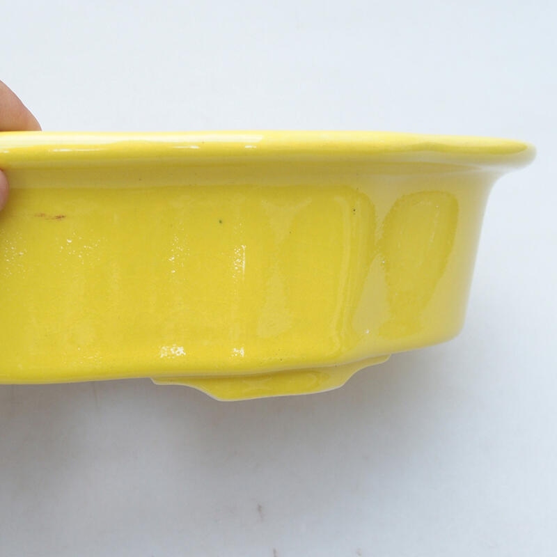 Ceramic bonsai bowl 26 x 17 x 6 cm, color yellow