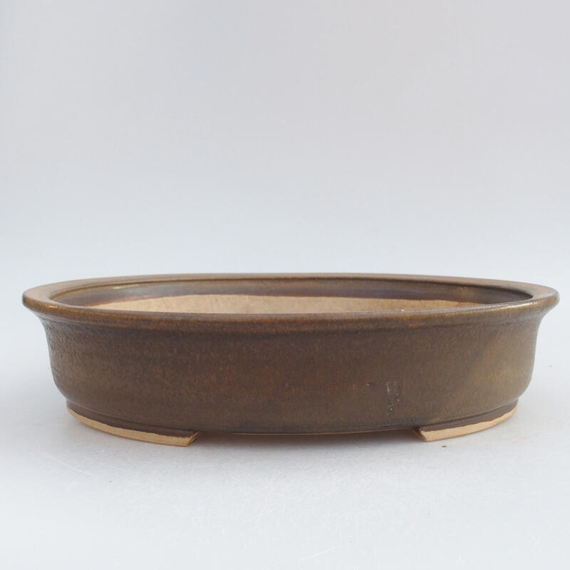 Ceramic bonsai bowl 26 x 23.5 x 5.5 cm, color brown