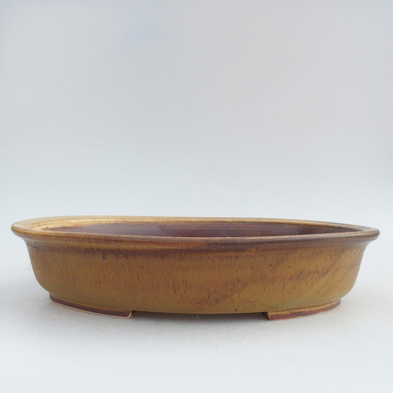 Ceramic bonsai bowl 28.5 x 25 x 6 cm, color green