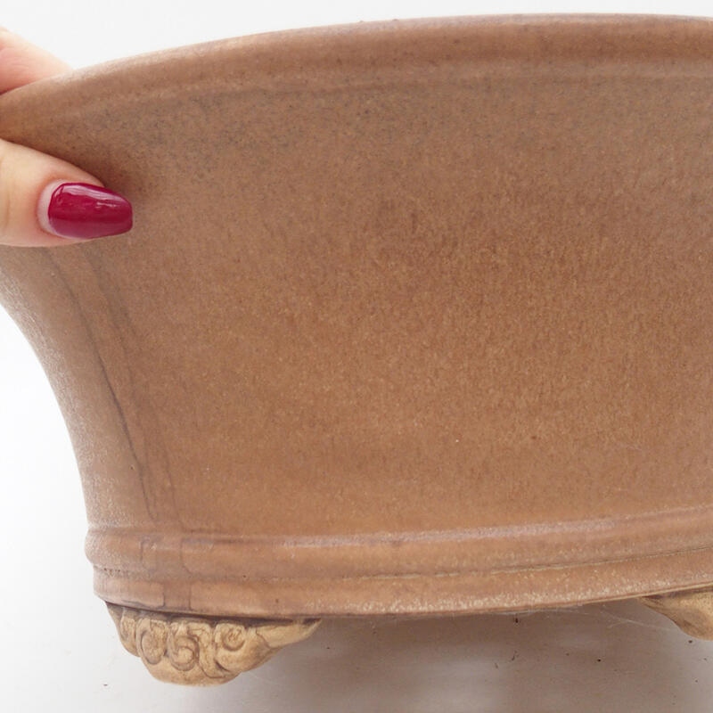 Ceramic bonsai bowl 28.5 x 28.5 x 12 cm, pink color