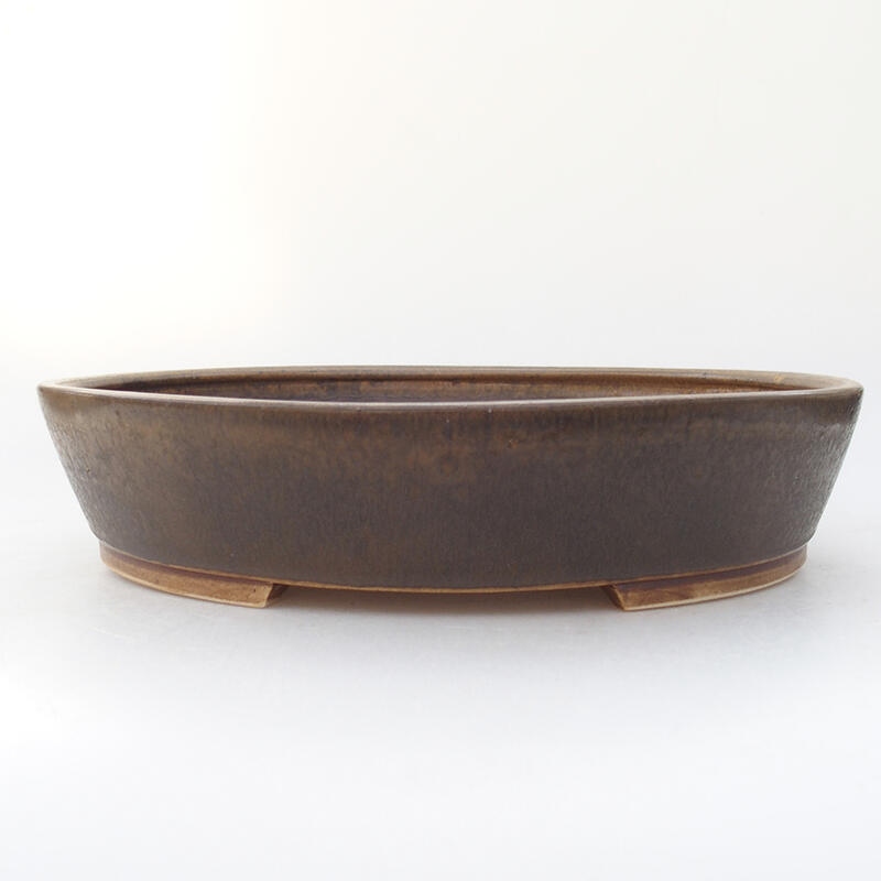 Ceramic bonsai bowl 28 x 24 x 6 cm, brown color