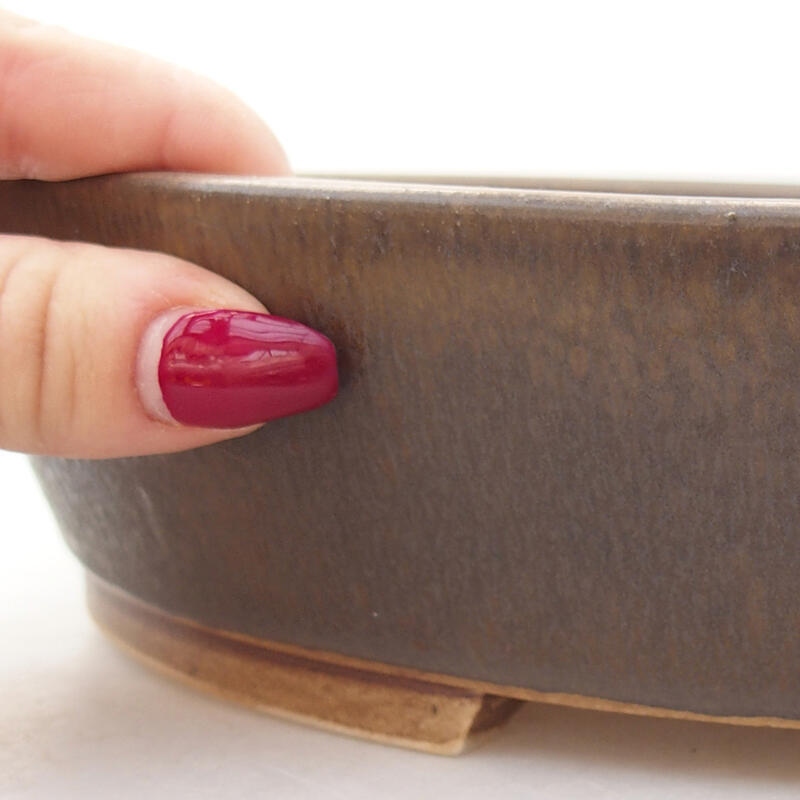 Ceramic bonsai bowl 28 x 24 x 6 cm, brown color