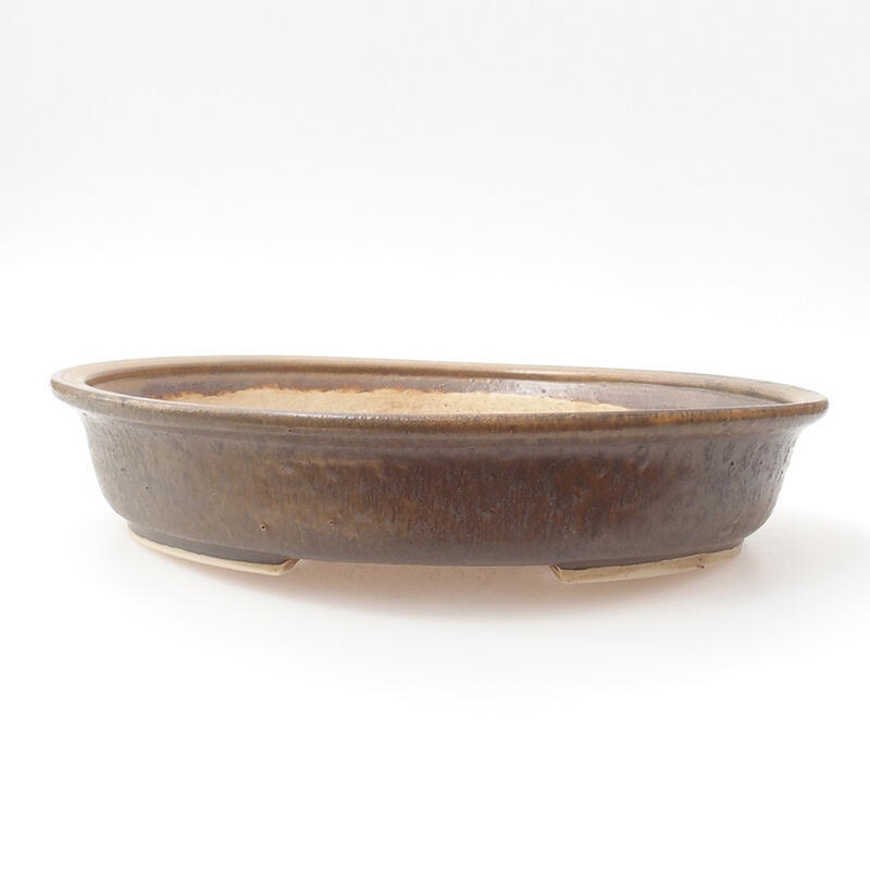 Ceramic bonsai bowl 28 x 25 x 5.5 cm, color brown