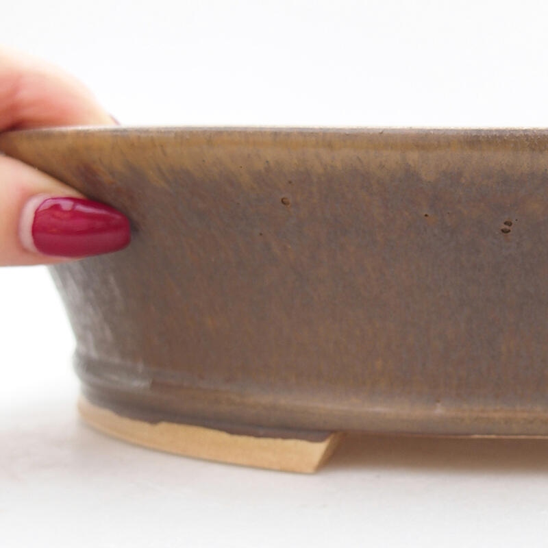 Ceramic bonsai bowl 28 x 25 x 6 cm, brown color