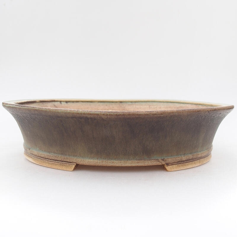 Ceramic bonsai bowl 28 x 25 x 6 cm, green color