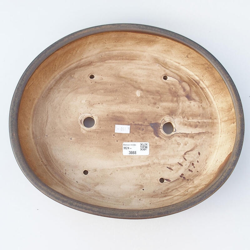 Ceramic bonsai bowl 32 x 27.5 x 6.5 cm, color brown