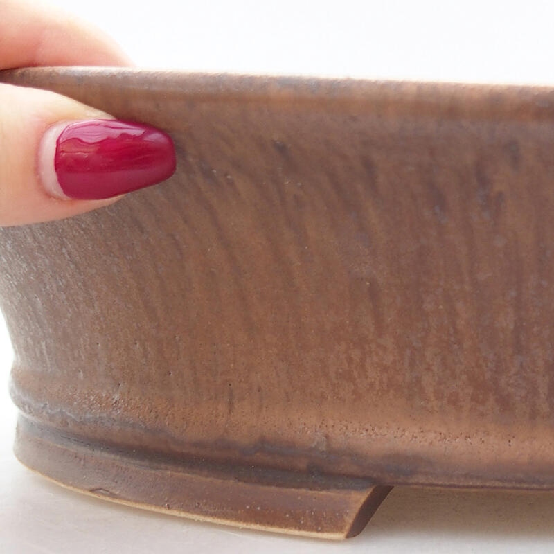 Ceramic bonsai bowl 32 x 29 x 7.5 cm, brown color