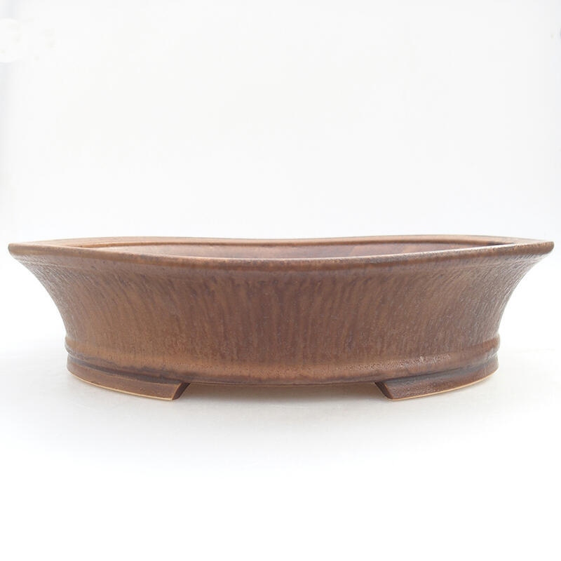 Ceramic bonsai bowl 32 x 29 x 7.5 cm, brown color