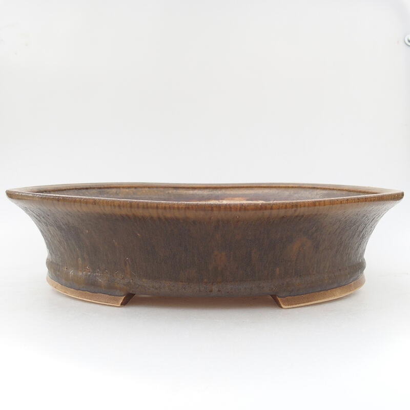 Ceramic bonsai bowl 32 x 29 x 7.5 cm, brown color