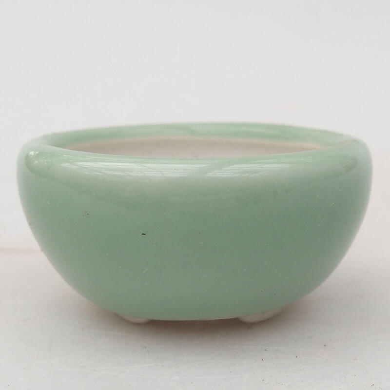 Ceramic bonsai bowl 4.5, x 4.5 x 2 cm, color green