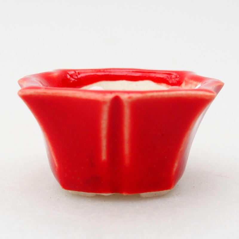 Ceramic bonsai bowl 4 x 3.5 x 2 cm, color red