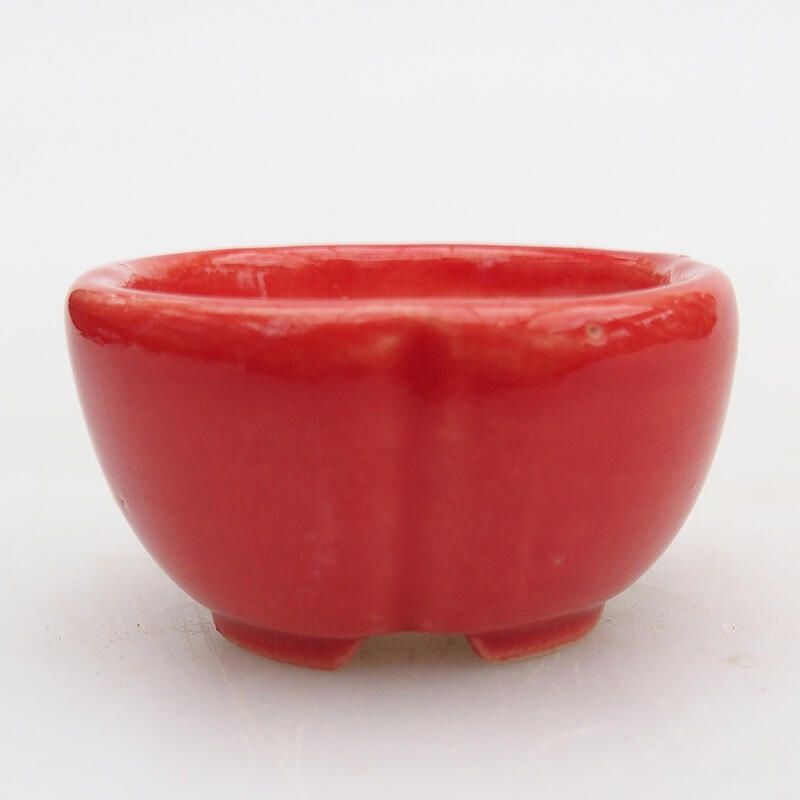 Ceramic bonsai bowl 4 x 4 x 2 cm, color red