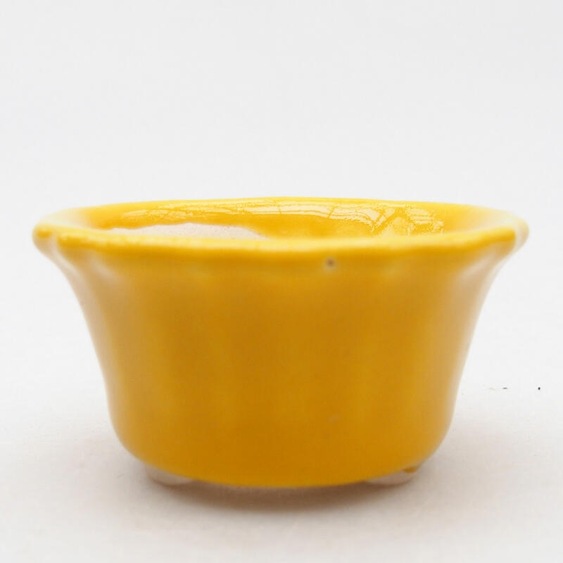 Ceramic bonsai bowl 5.5 x 5.5 x 3 cm, color yellow