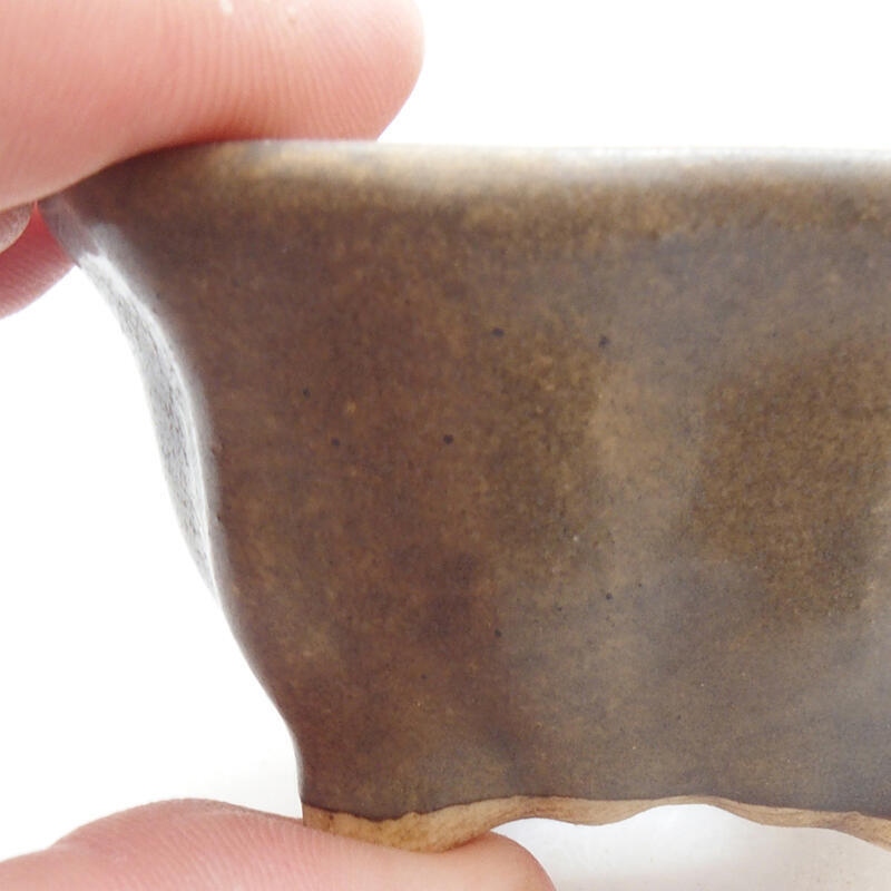 Ceramic bonsai bowl 6.5 x 6.5 x 3.5 cm, color brown