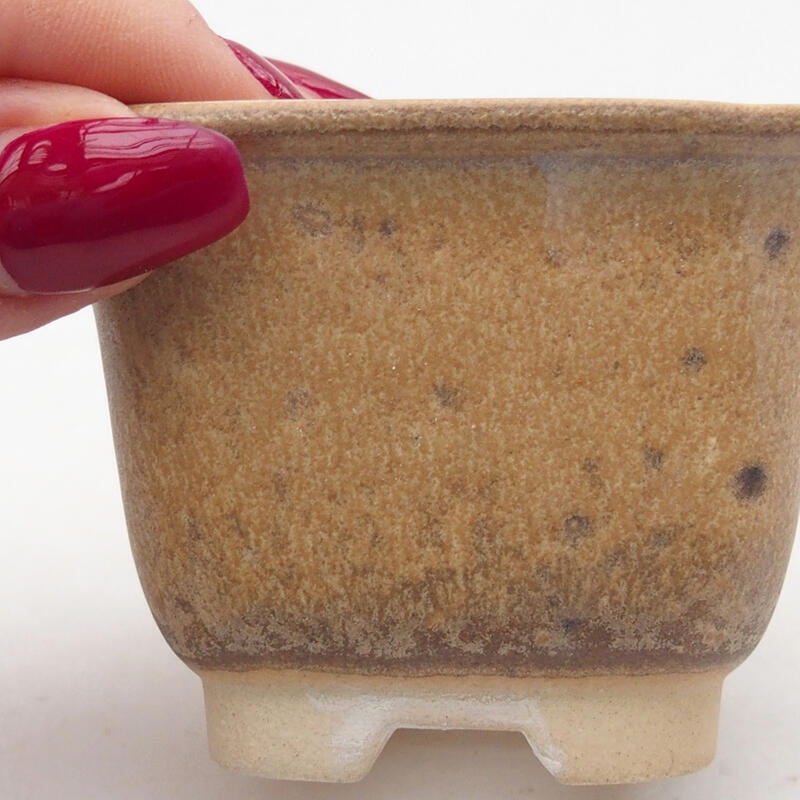 Ceramic bonsai bowl 6.5 x 6.5 x 4.5 cm, color beige