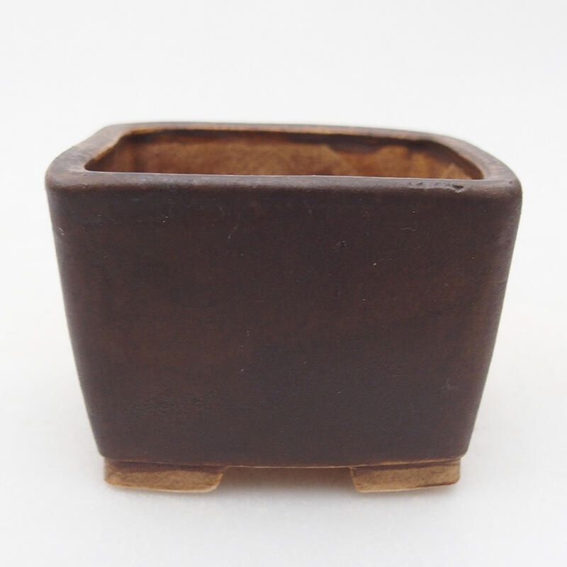 Ceramic bonsai bowl 6.5 x 6.5 x 4.5 cm, brown color