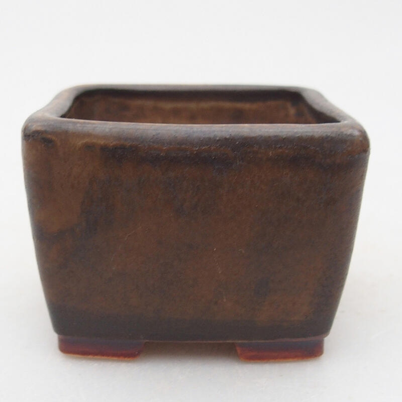 Ceramic bonsai bowl 6.5 x 6.5 x 4.5 cm, brown