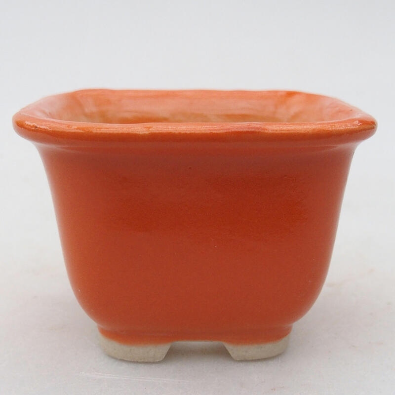 Ceramic bonsai bowl 6.5 x 6.5 x 4.5 cm, color orange