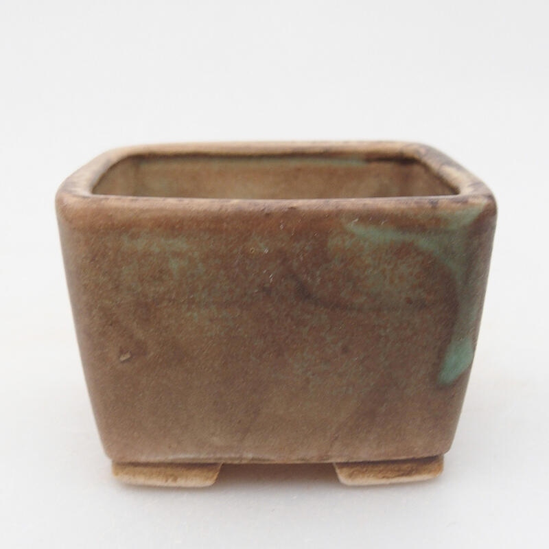 Ceramic bonsai bowl 6.5 x 6.5 x 4.5 cm, green color