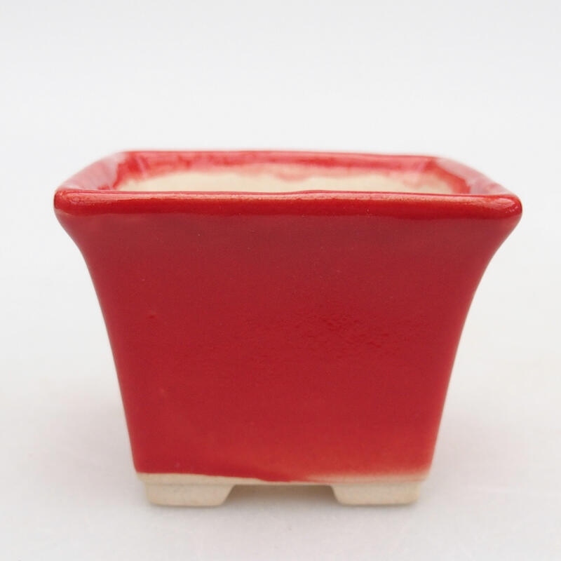 Ceramic bonsai bowl 6.5 x 6.5 x 5 cm, color red