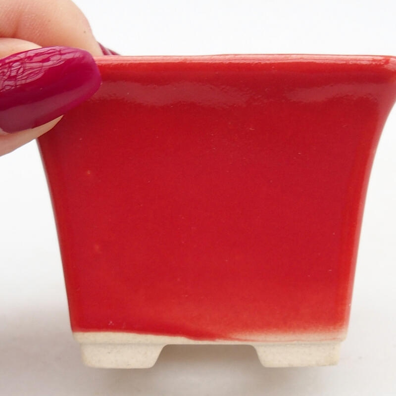 Ceramic bonsai bowl 6.5 x 6.5 x 5 cm, color red