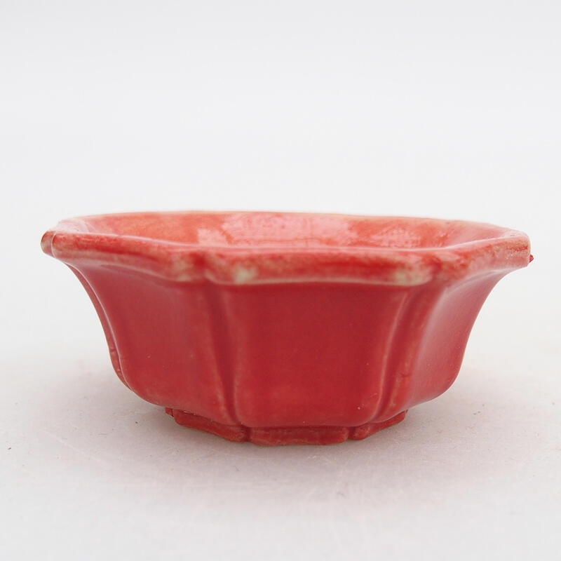 Ceramic bonsai bowl 6 x 6 x 2.5 cm, color red