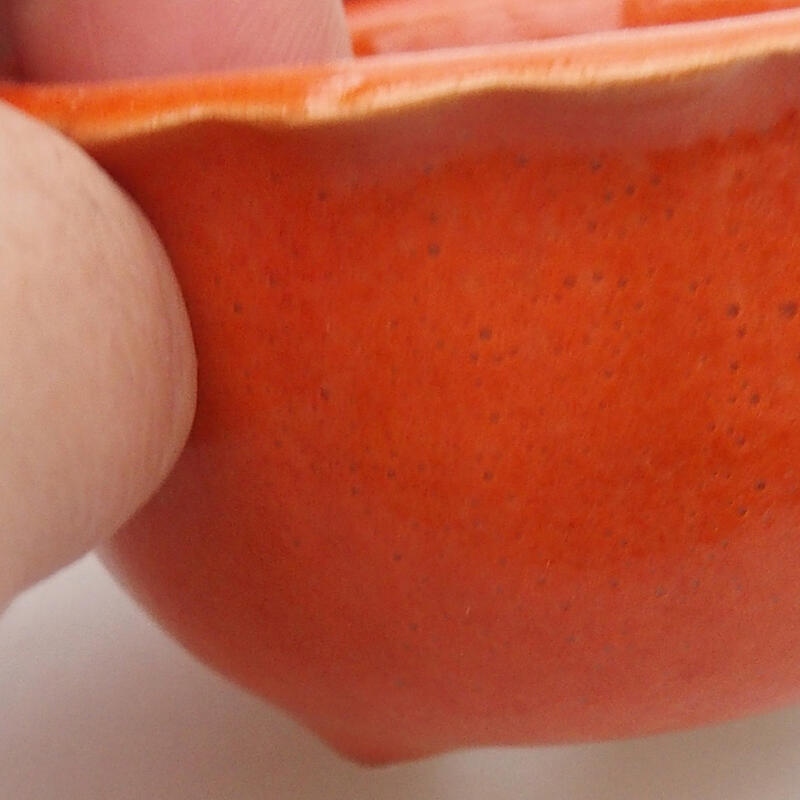 Ceramic bonsai bowl 6 x 6 x 3.5 cm, color orange