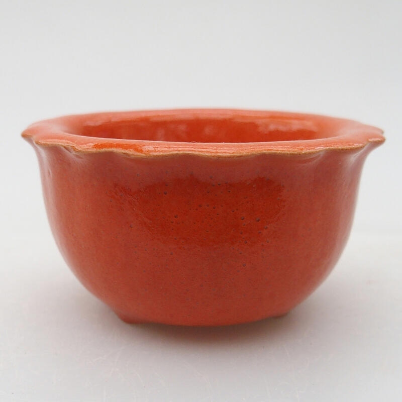 Ceramic bonsai bowl 6 x 6 x 3.5 cm, color orange