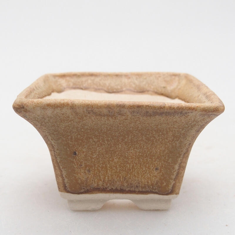 Ceramic bonsai bowl 6 x 6 x 4 cm, color beige