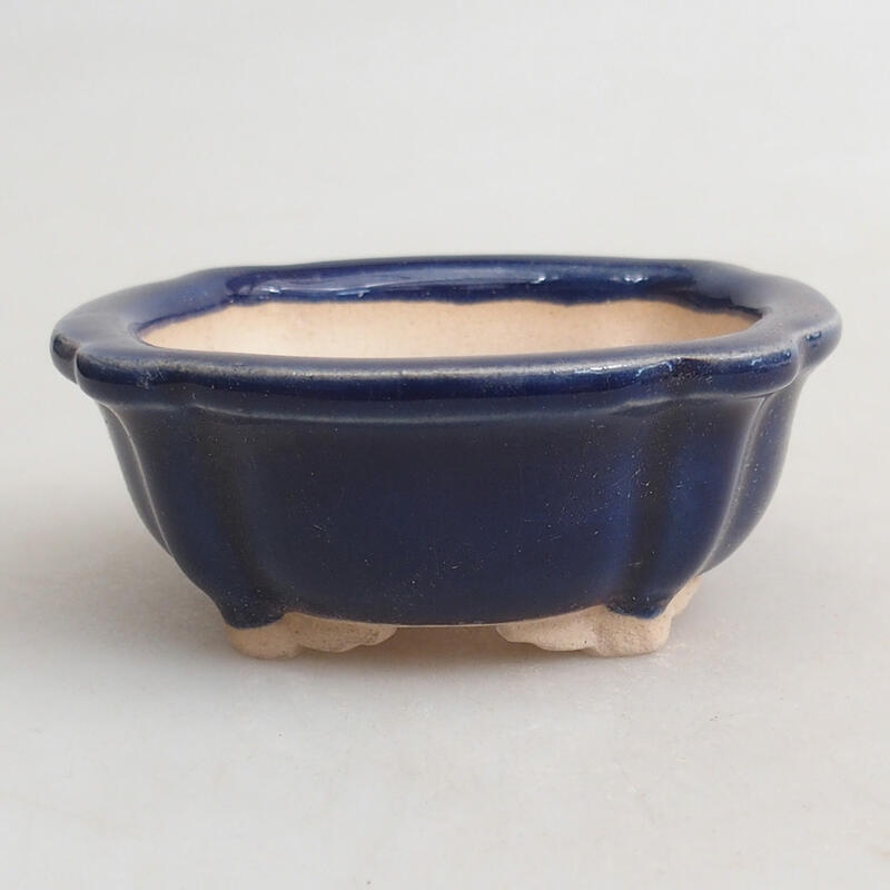 Ceramic bonsai bowl 7.5 x 7.5 x 3 cm, color blue