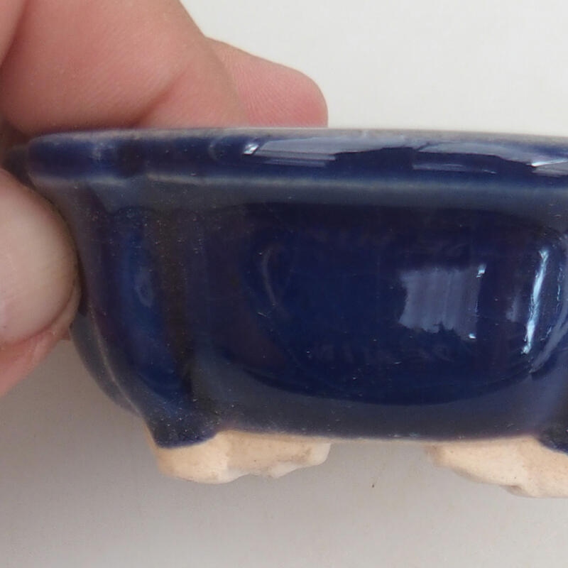 Ceramic bonsai bowl 7.5 x 7.5 x 3 cm, color blue