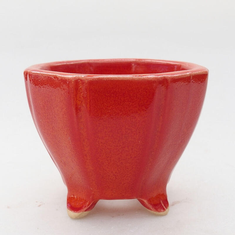 Ceramic bonsai bowl 7.5 x 7.5 x 6.5 cm, color red