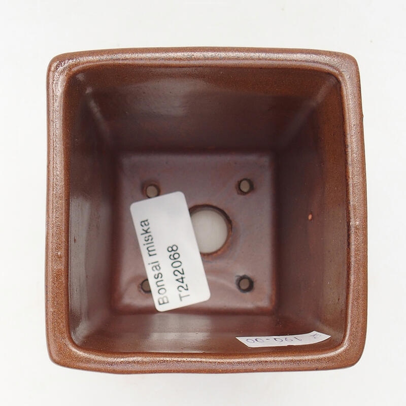 Ceramic bonsai bowl 7.5 x 7.5 x 9.5 cm, color brown