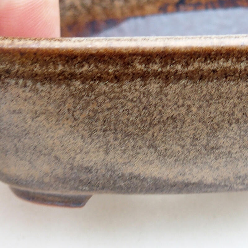 Ceramic bonsai bowl 7.5 x 7 x 3 cm, brown color