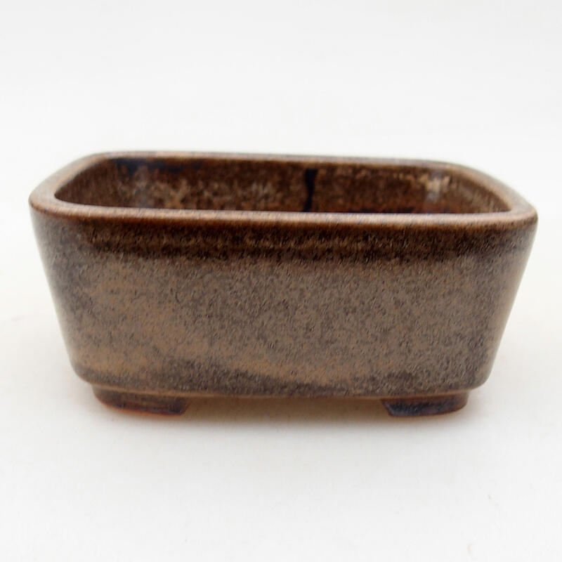 Ceramic bonsai bowl 7.5 x 7 x 3 cm, brown color