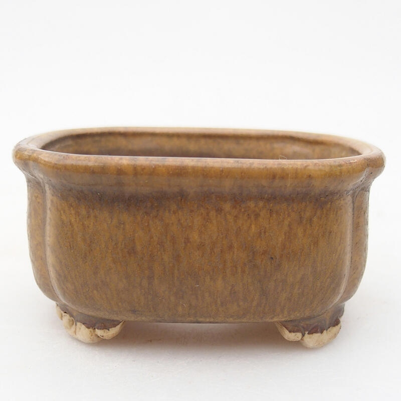 Ceramic bonsai bowl 7.5 x 7 x 4 cm, color brown