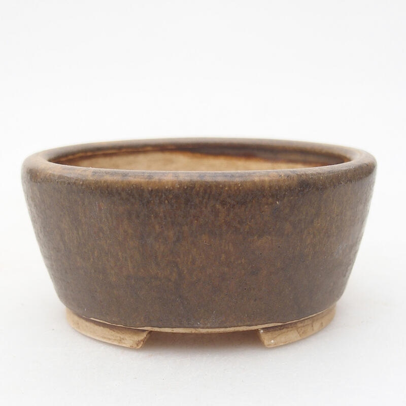 Ceramic bonsai bowl 7.5 x 7 x 4 cm, brown color