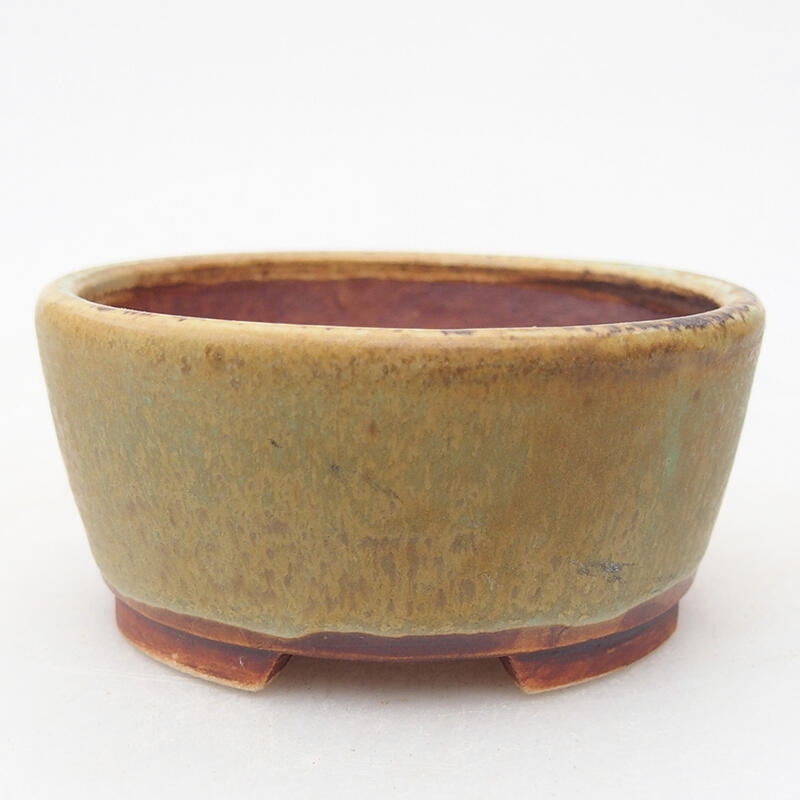 Ceramic bonsai bowl 7.5 x 7 x 4 cm, green color