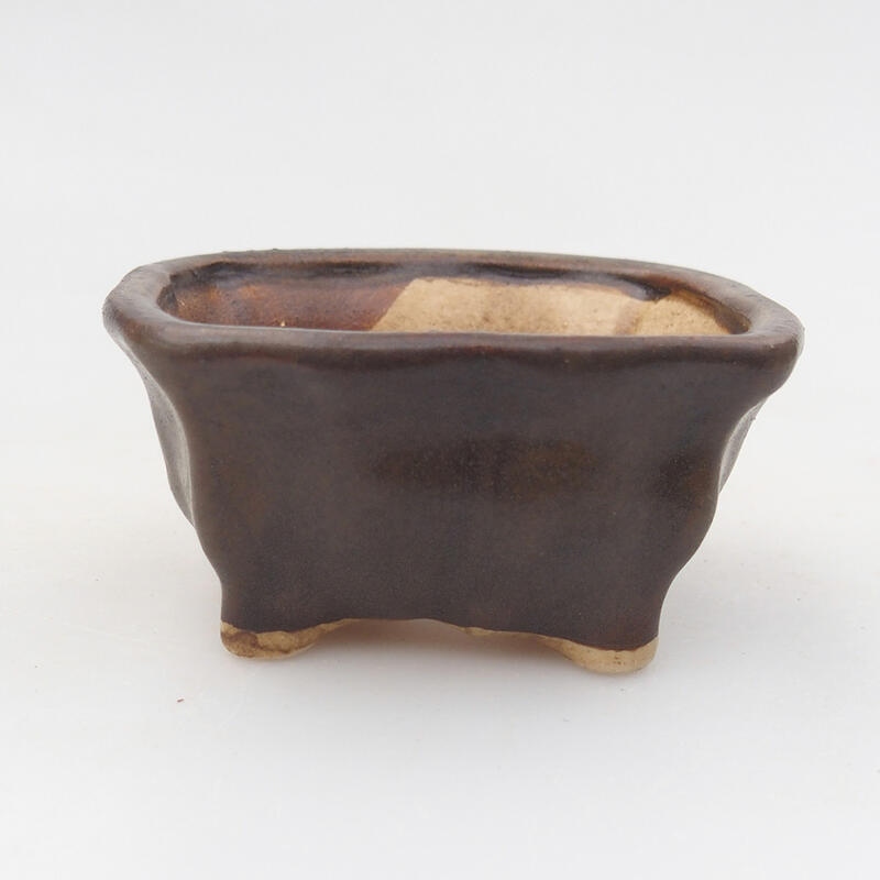 Ceramic bonsai bowl 7 x 6.5 x 3.5 cm, color brown