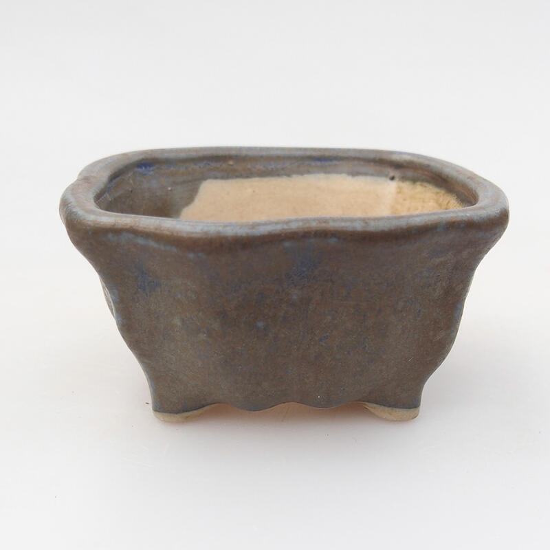 Ceramic bonsai bowl 7 x 6.5 x 3.5 cm, color blue-brown