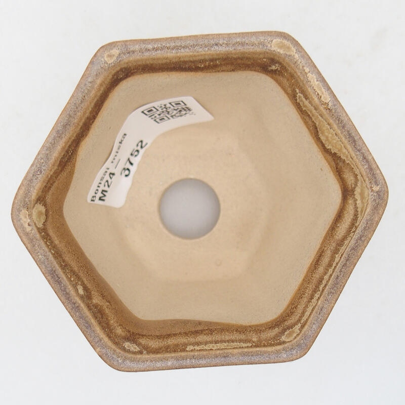 Ceramic bonsai bowl 7 x 6.5 x 5 cm, color beige