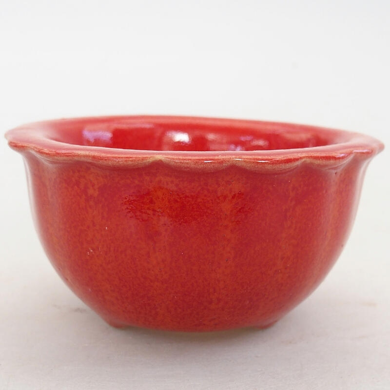 Ceramic bonsai bowl 7 x 7 x 3.5 cm, color red