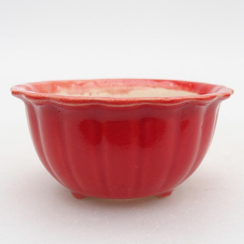 Ceramic bonsai bowl 7 x 7 x 3.5 cm, color red