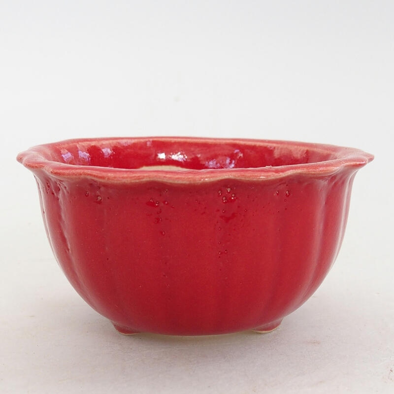 Ceramic bonsai bowl 7 x 7 x 3.5 cm, color red